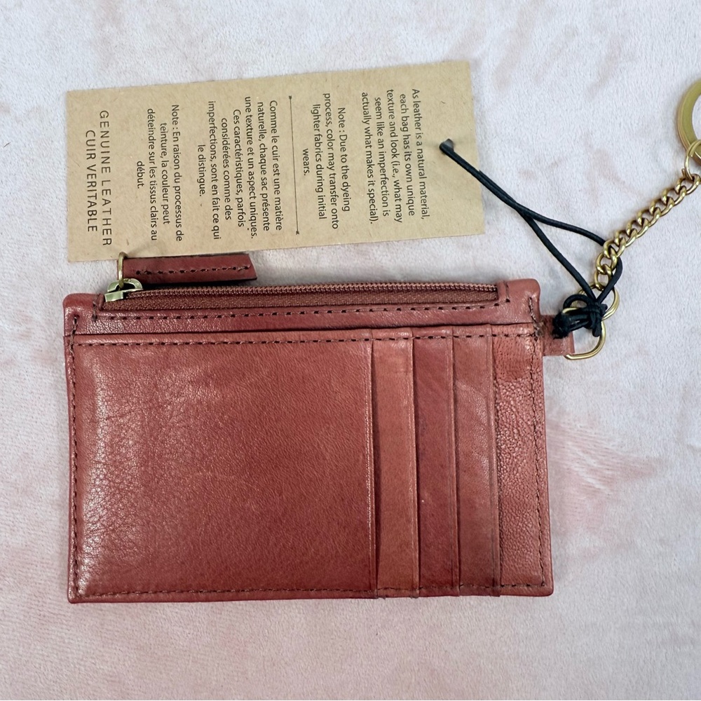 NWT Margot New York Mahogany Leather Card Holder with Keychain - Picture 2 of 4